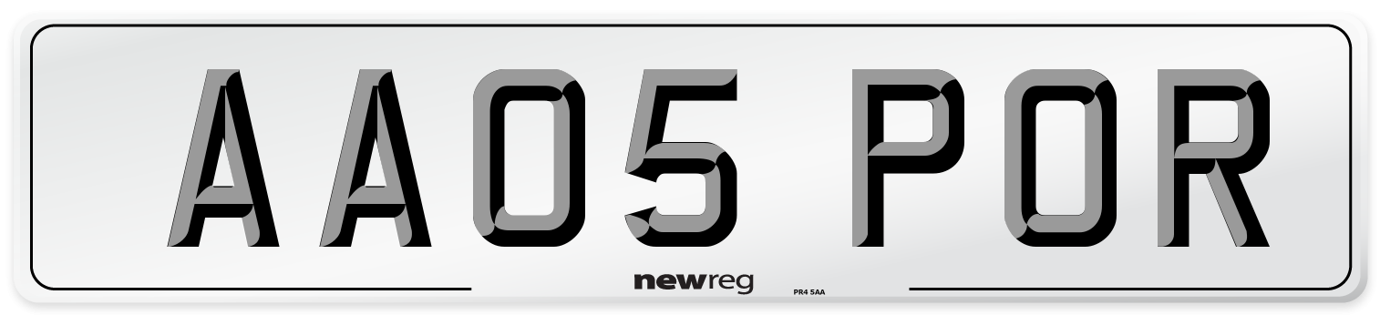 AA05 POR Number Plate from New Reg